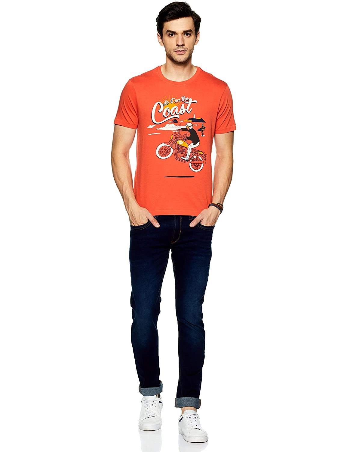 710fbRPa1fL._SL1500_.jpg Camiseta Royal Enfield Do It The Coast Orange - Imagen 1