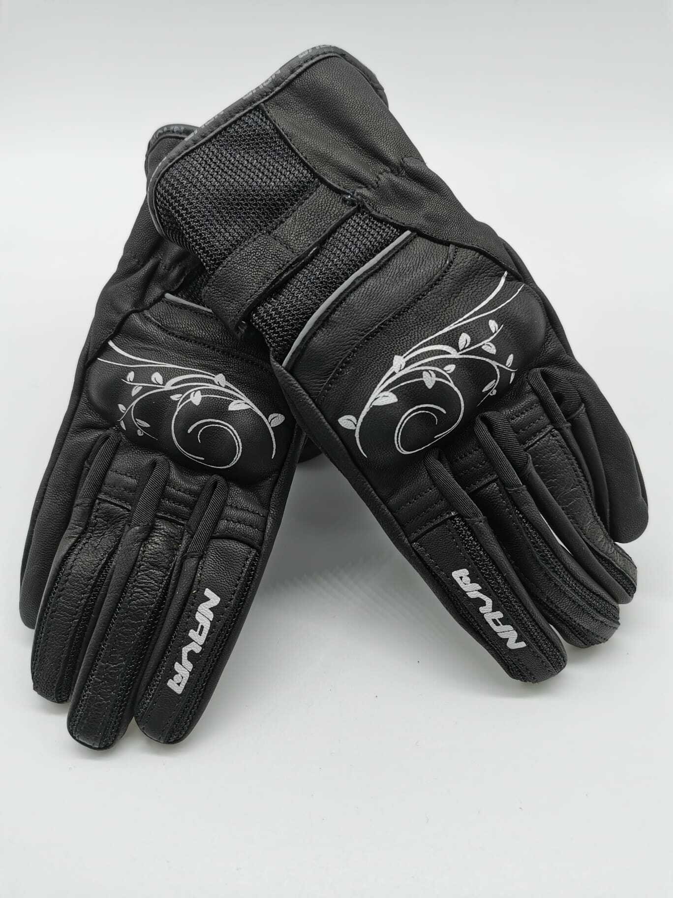 nava.jpg Guantes Moto mujer Negro y Blanco Fany - Imagen 1